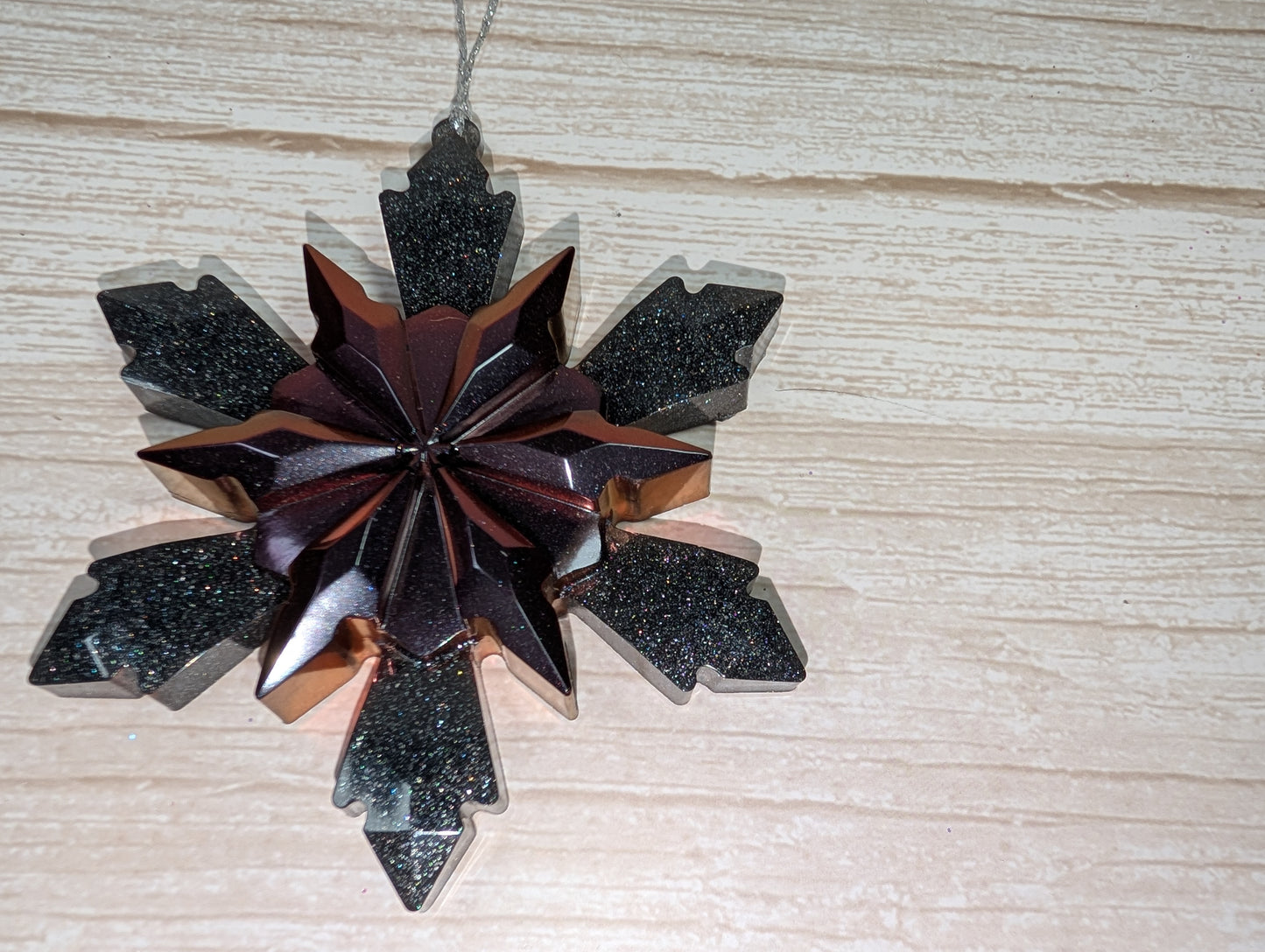 Handmade Resin Snowflake Ornament - Gothic
