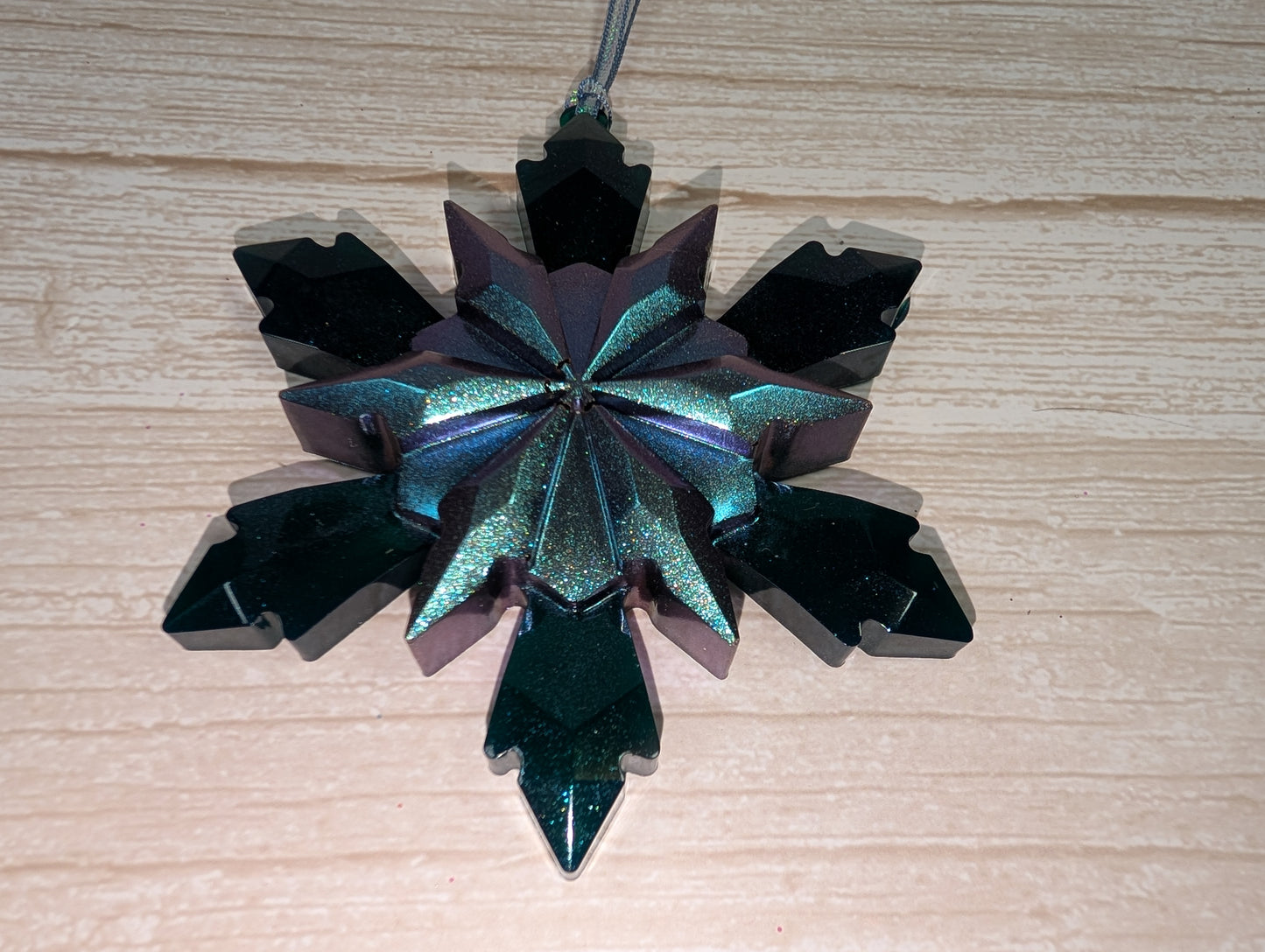Handmade Resin Snowflake Ornament - Deep Sea