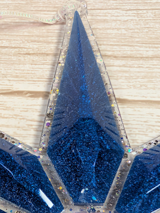 Handmade Chameleon Star Ornament – Blue Crystal