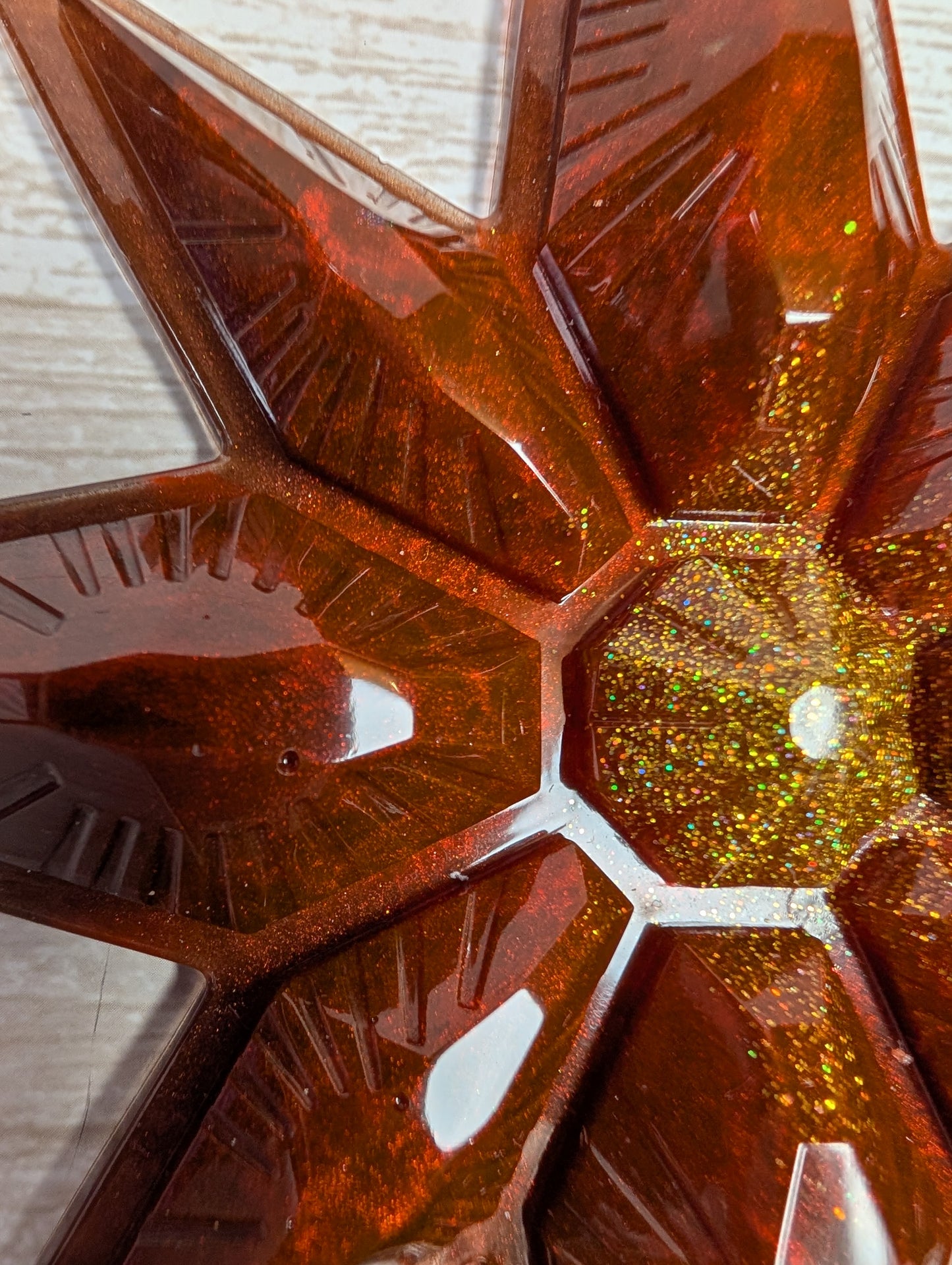 Handmade Chameleon Star Ornament – Red and Gold