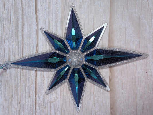 Handmade Chameleon Star Ornament – Glacier