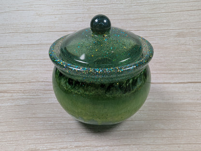 Handmade Green Resin Jar with Lid
