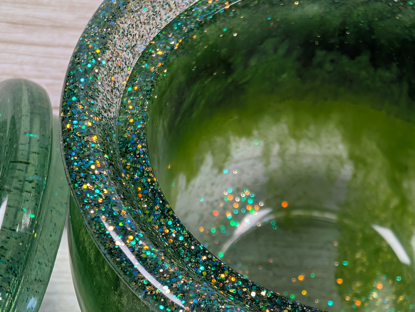 Handmade Green Resin Jar with Lid