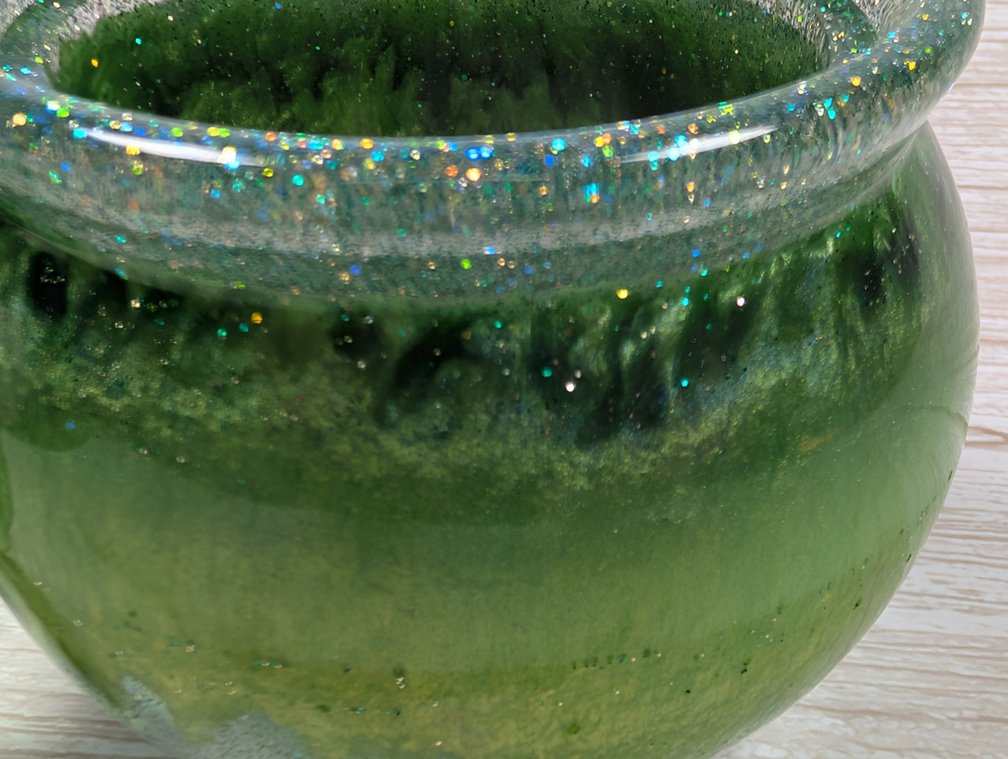 Handmade Green Resin Jar with Lid