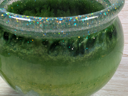 Handmade Green Resin Jar with Lid