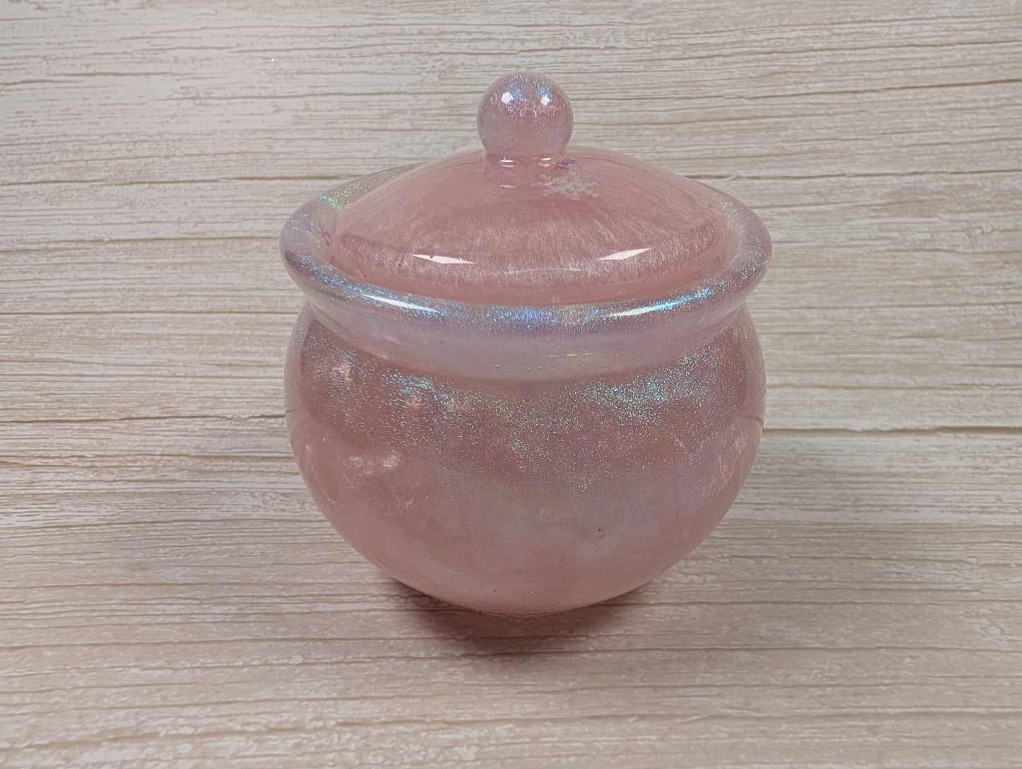 Handmade Pink Resin Jar with Lid