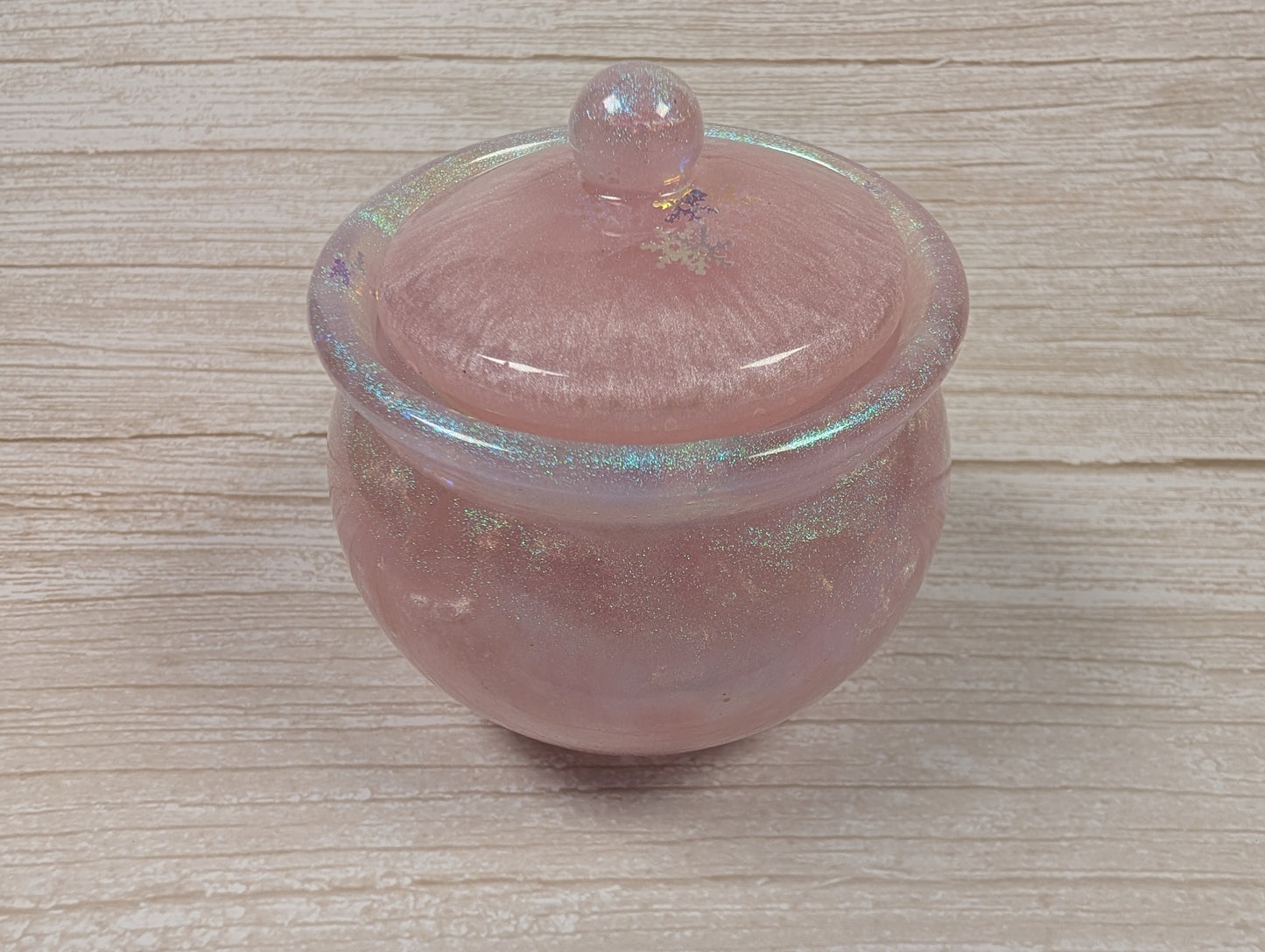 Handmade Pink Resin Jar with Lid