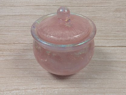 Handmade Pink Resin Jar with Lid