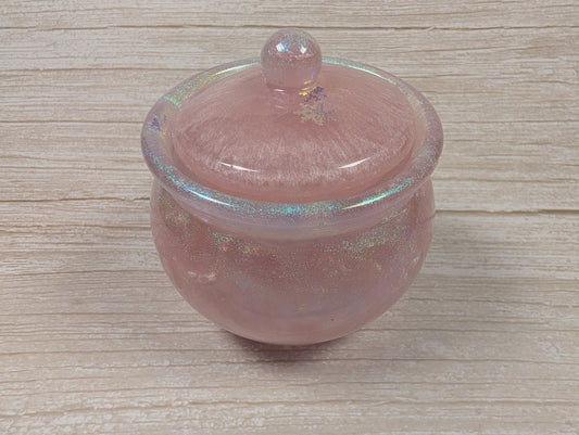Handmade Pink Resin Jar with Lid
