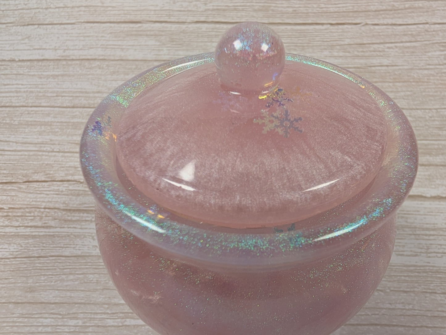 Handmade Pink Resin Jar with Lid
