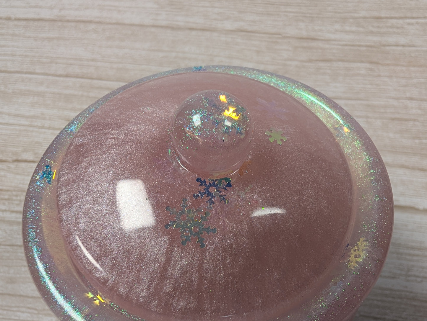 Handmade Pink Resin Jar with Lid