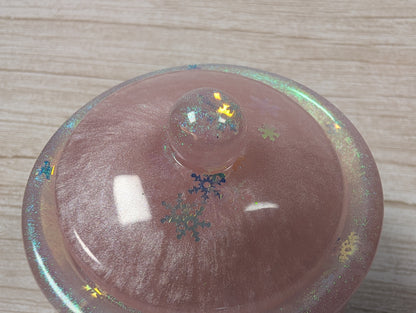 Handmade Pink Resin Jar with Lid