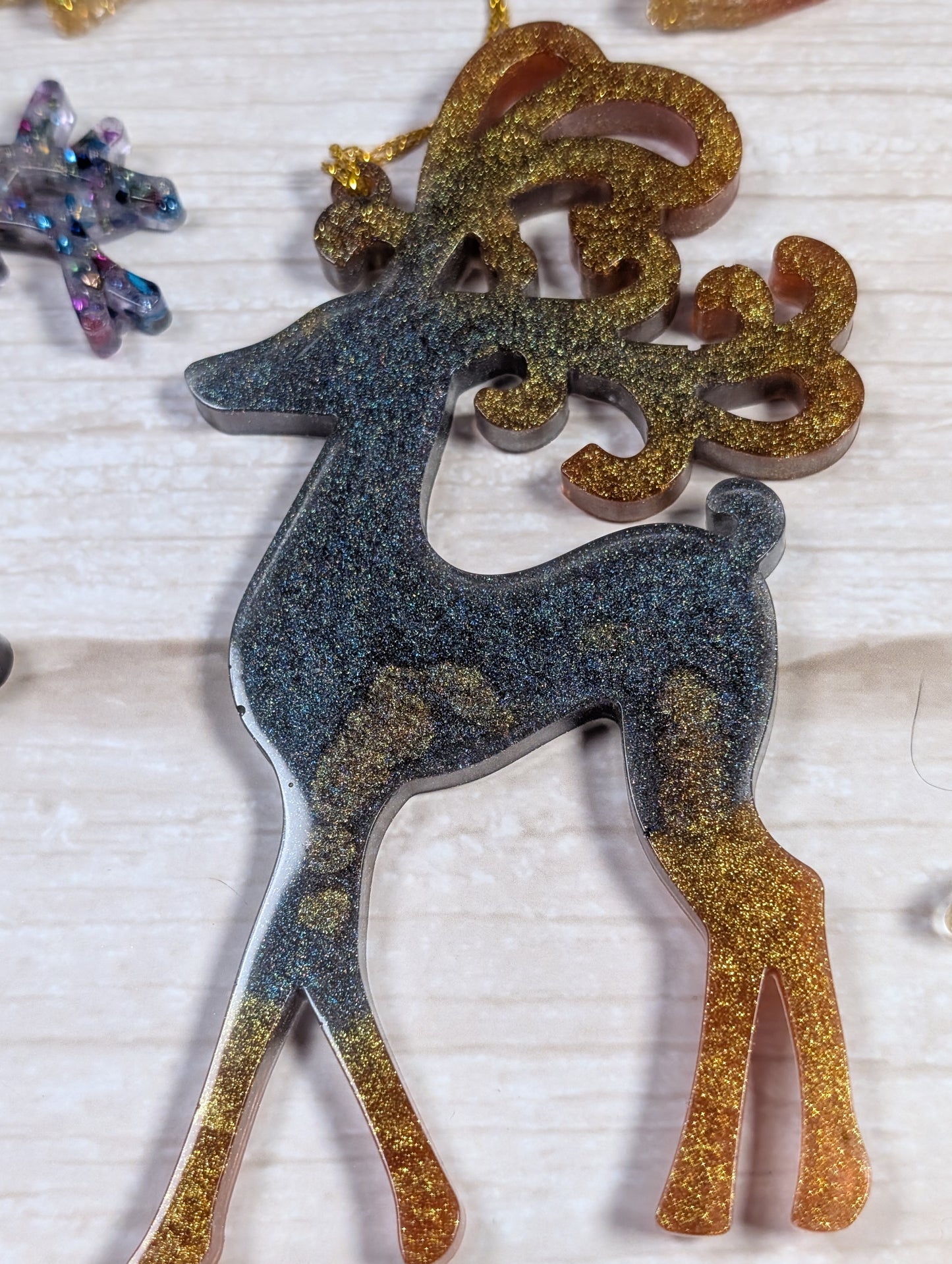 Handmade Resin Reindeer Christmas Ornaments