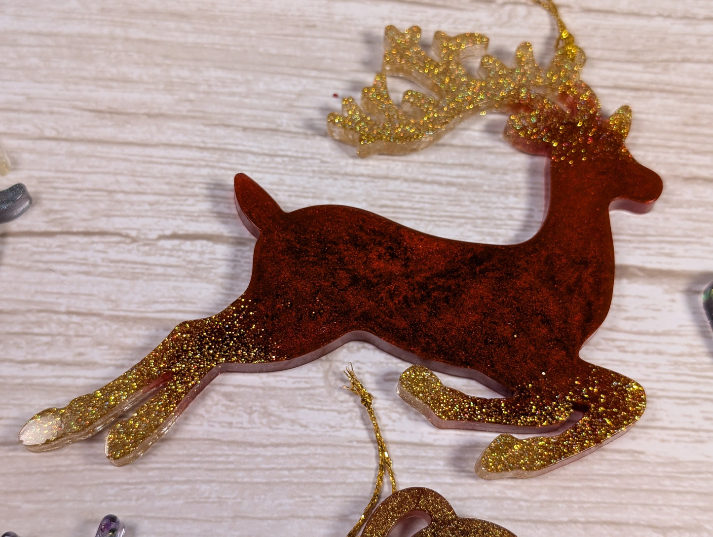Handmade Resin Reindeer Christmas Ornaments
