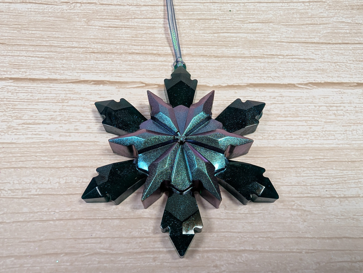 Handmade Resin Snowflake Ornament - Deep Sea