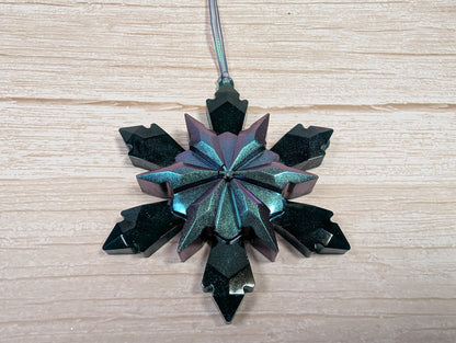 Handmade Resin Snowflake Ornament - Deep Sea