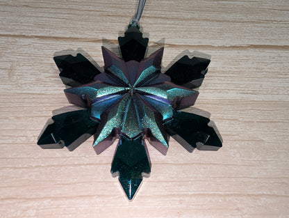 Handmade Resin Snowflake Ornament - Deep Sea