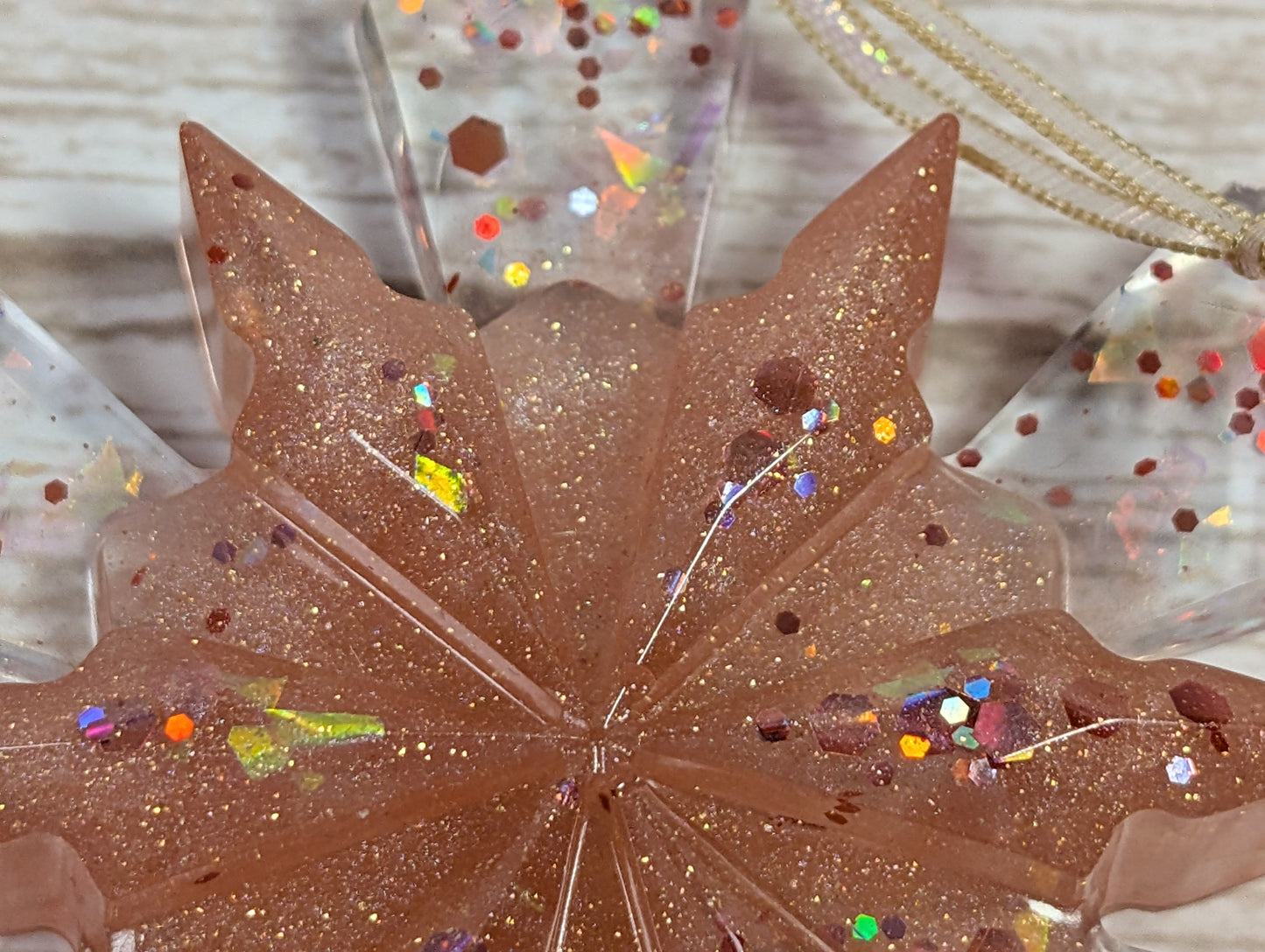 Handmade Resin Snowflake Ornament - Peach