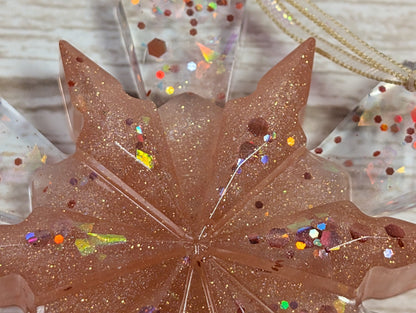 Handmade Resin Snowflake Ornament - Peach
