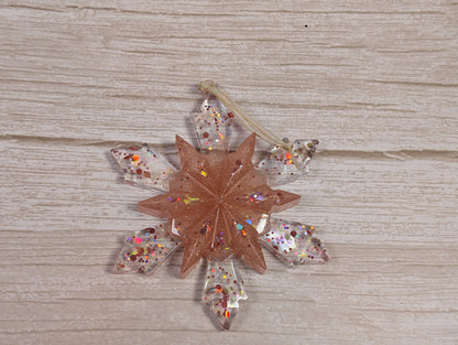 Handmade Resin Snowflake Ornament - Peach