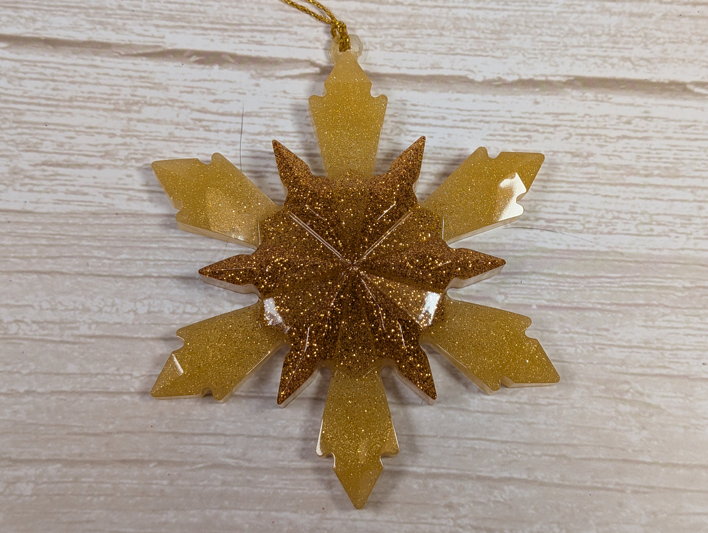 Handmade Resin Snowflake Ornament - Gold