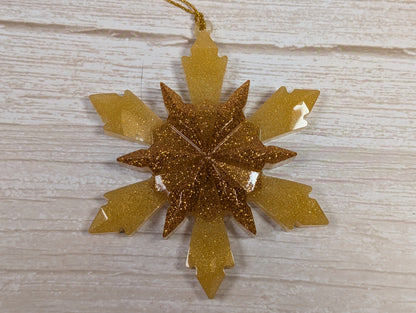 Handmade Resin Snowflake Ornament - Gold