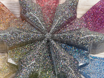 Handmade Resin Snowflake Ornament - Rainbow