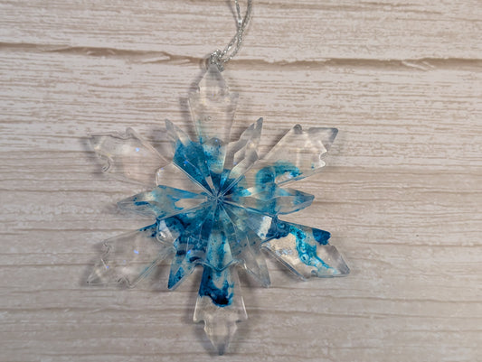 Handmade Resin Snowflake Ornament - Watercolour