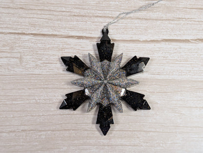 Handmade Resin Snowflake Ornament - Monochrome