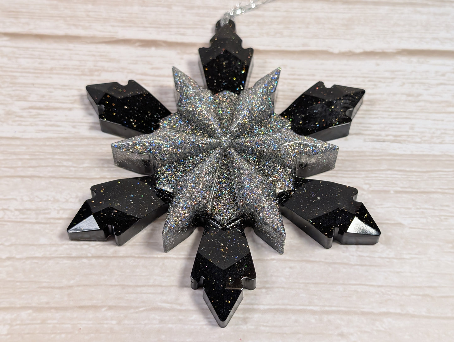 Handmade Resin Snowflake Ornament - Monochrome