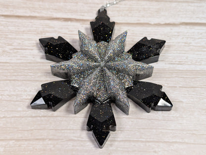 Handmade Resin Snowflake Ornament - Monochrome