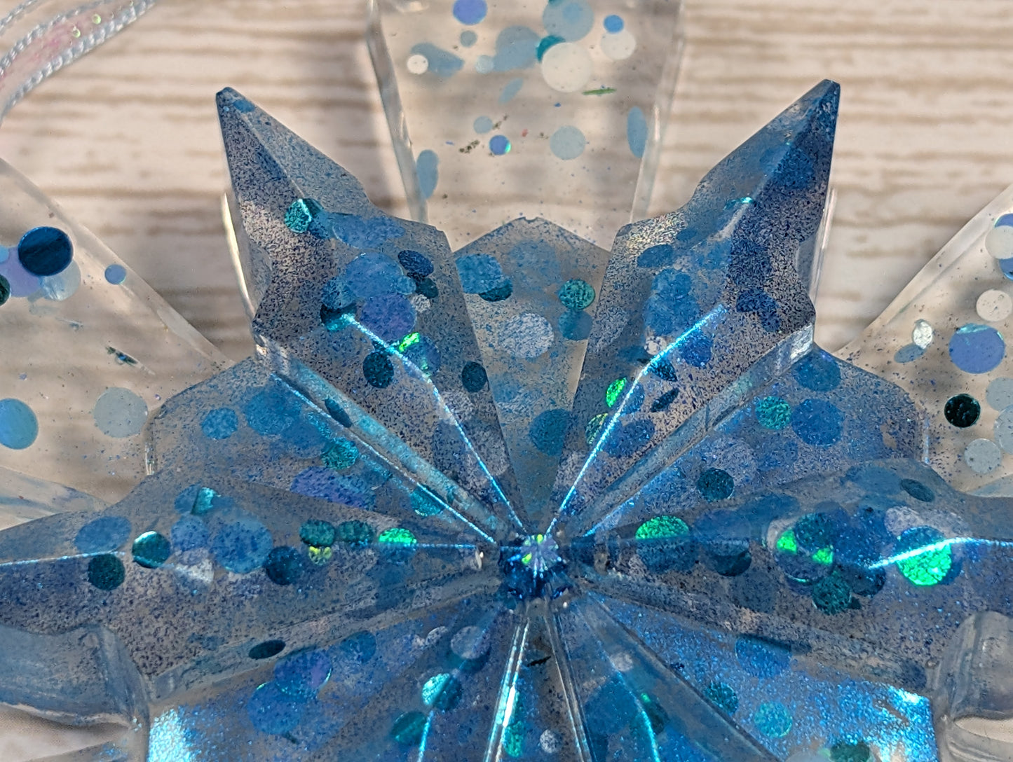 Handmade Resin Snowflake Ornament - Blue Raspberry