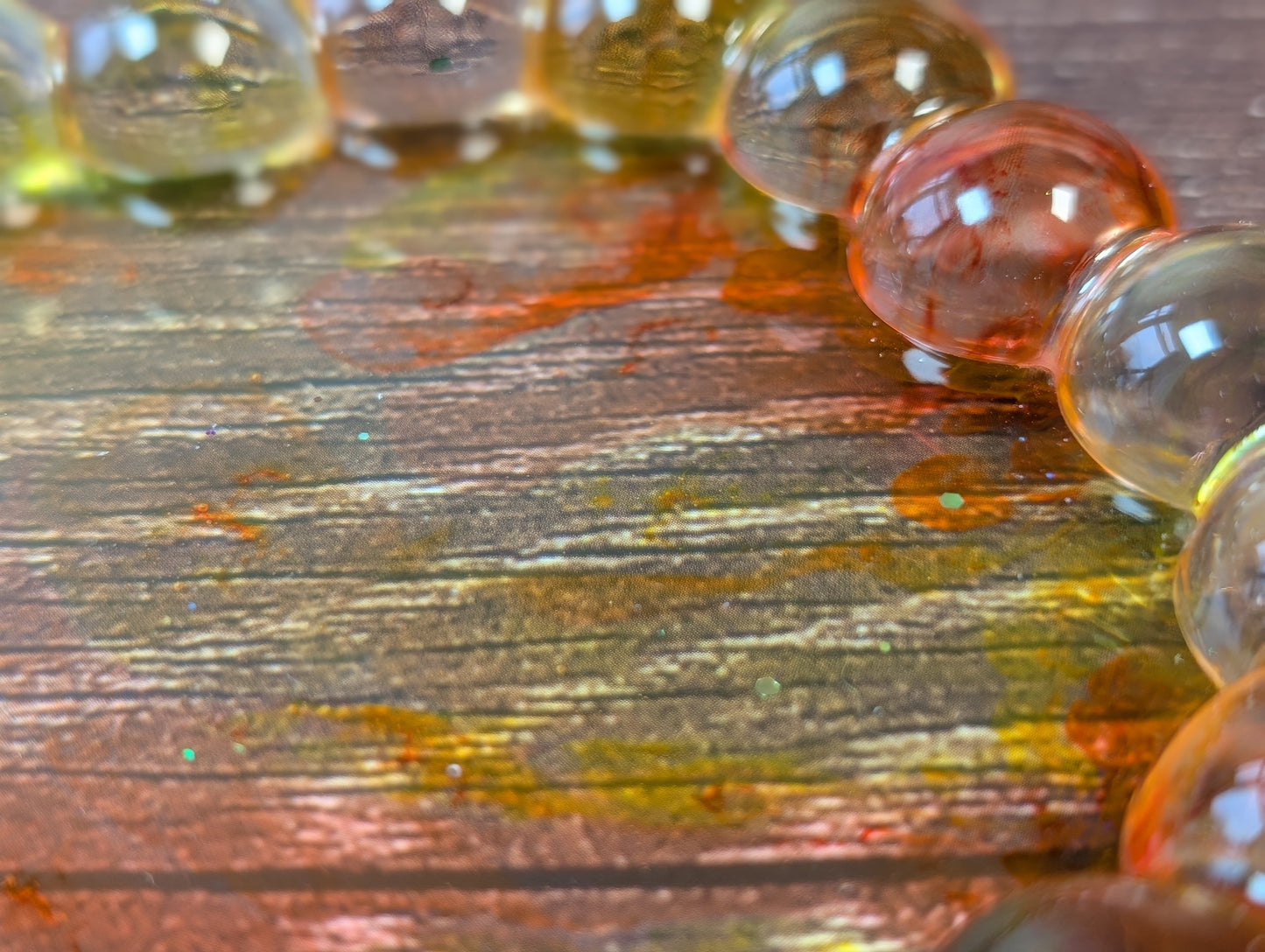 Bubble Edge Resin Tray – Bloom in Amber