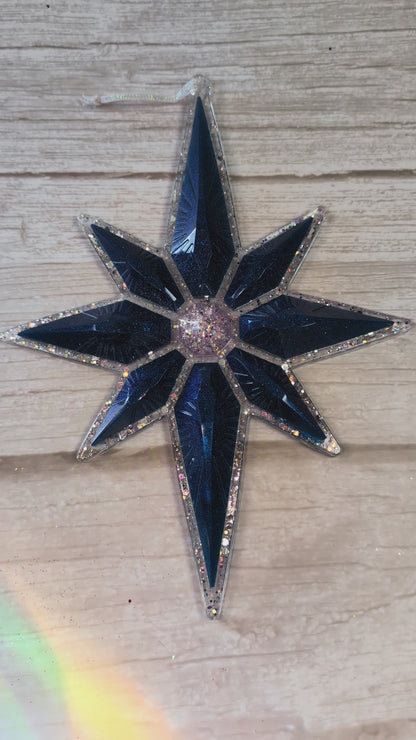 Handmade Chameleon Star Ornament – Blue Crystal