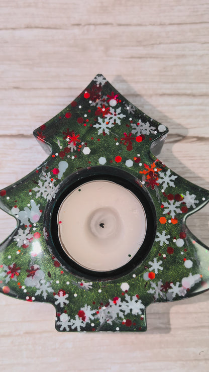 Handmade Resin Christmas Tree Tealight Holder