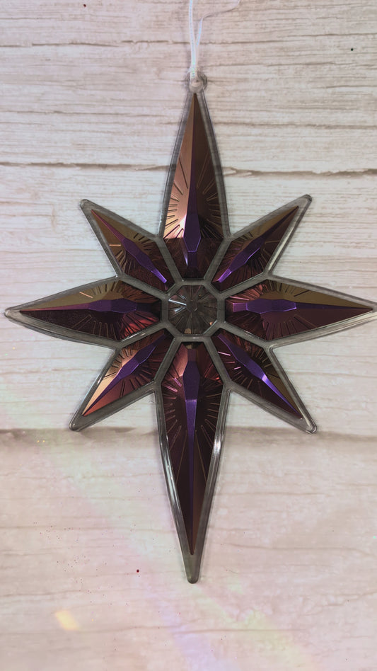 Handmade Chameleon Star Ornament – Purple & Copper Shift