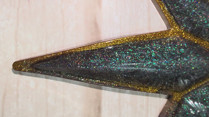 Handmade Chameleon Star Ornament – Teal Gold