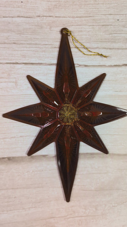 Handmade Chameleon Star Ornament – Red and Gold