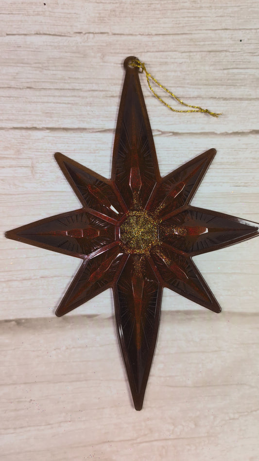 Handmade Chameleon Star Ornament – Red and Gold