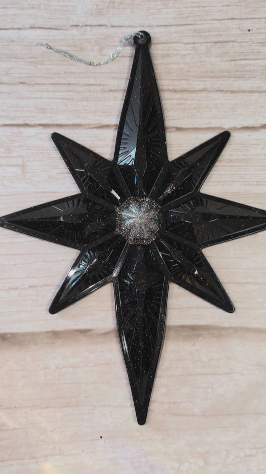 Handmade Chameleon Star Ornament – Monochrome