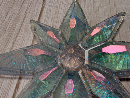Handmade Chameleon Star Ornament – Winter Fae