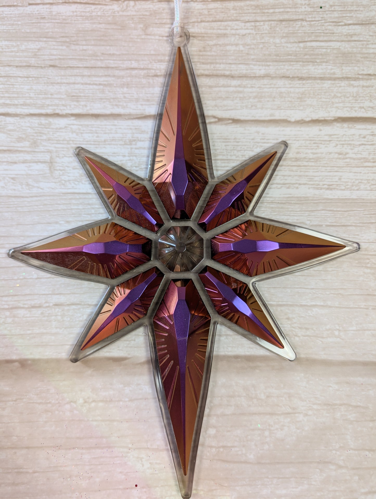 Handmade Chameleon Star Ornament – Purple & Copper Shift