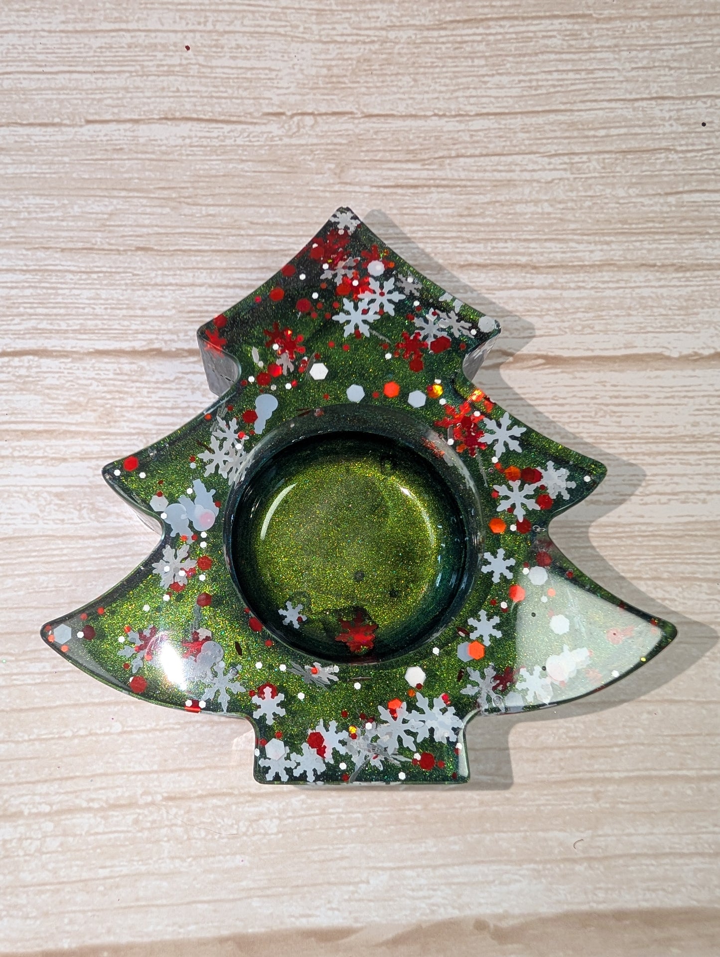 Handmade Resin Christmas Tree Tealight Holder