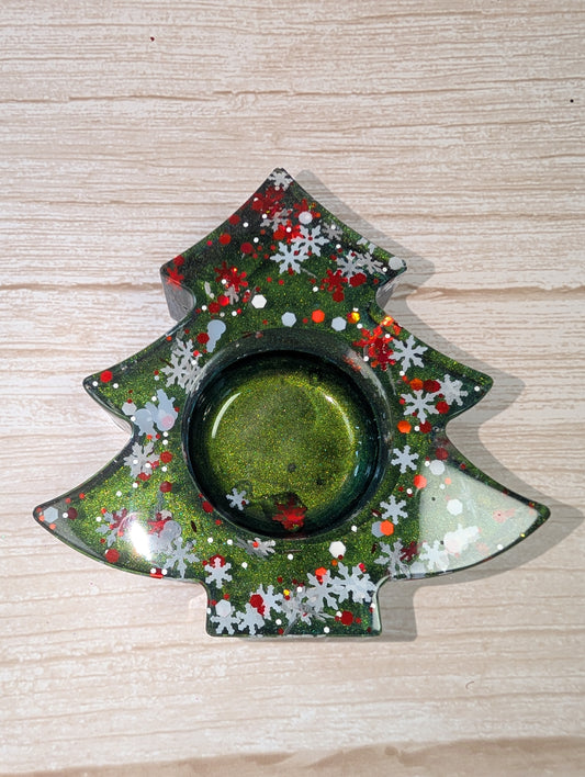 Handmade Resin Christmas Tree Tealight Holder