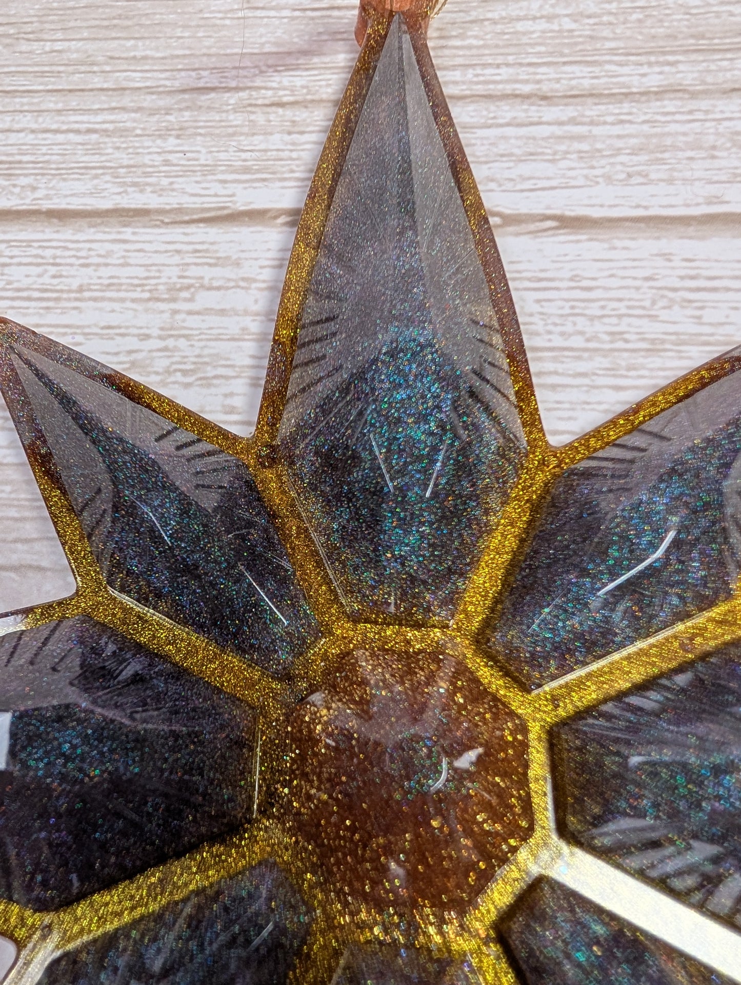 Handmade Chameleon Star Ornament – Teal Gold