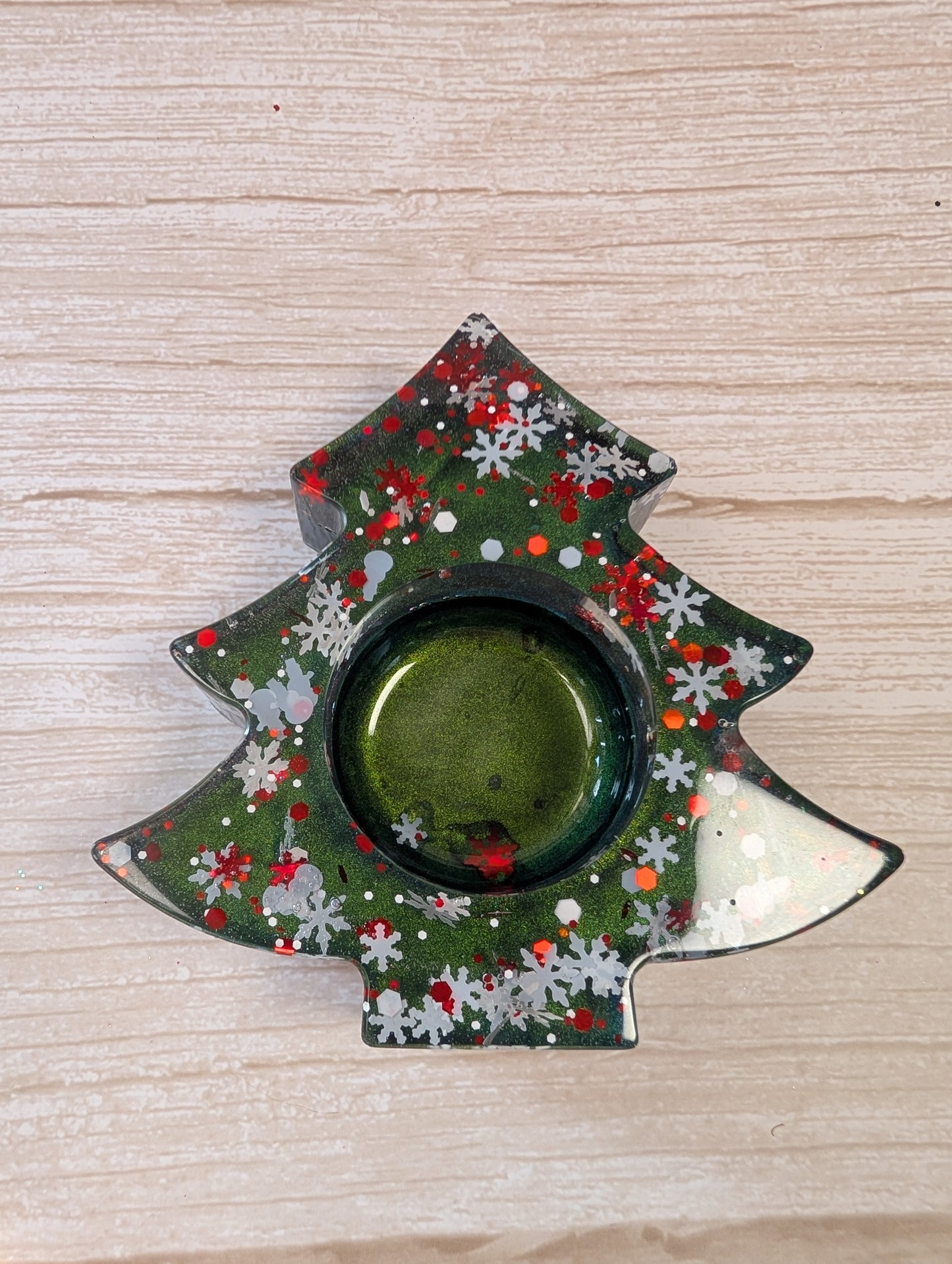 Handmade Resin Christmas Tree Tealight Holder