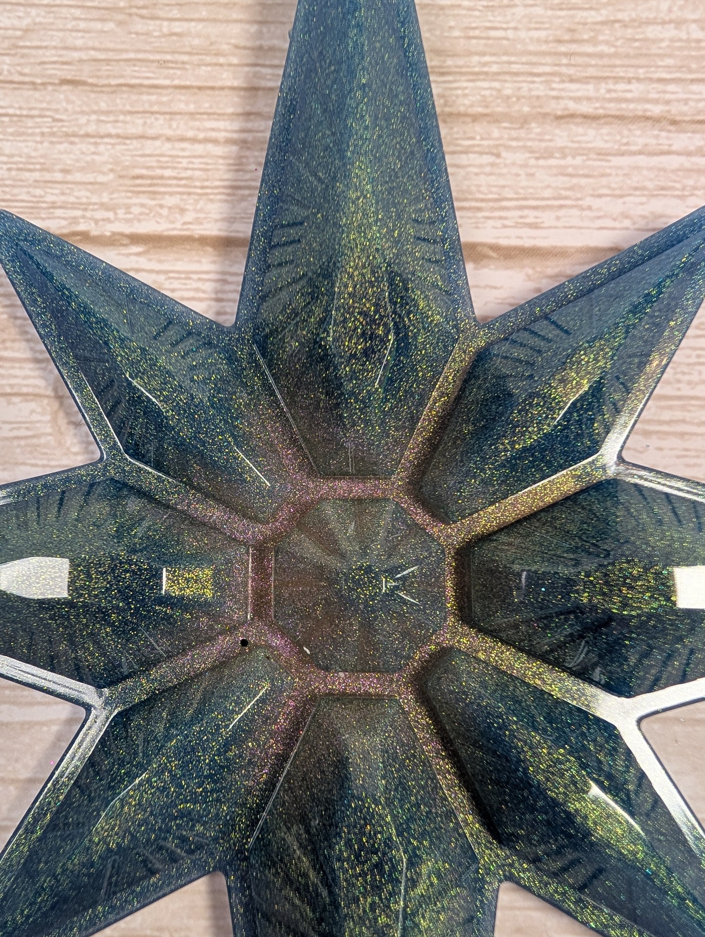 Handmade Chameleon Star Ornament – Sea Green