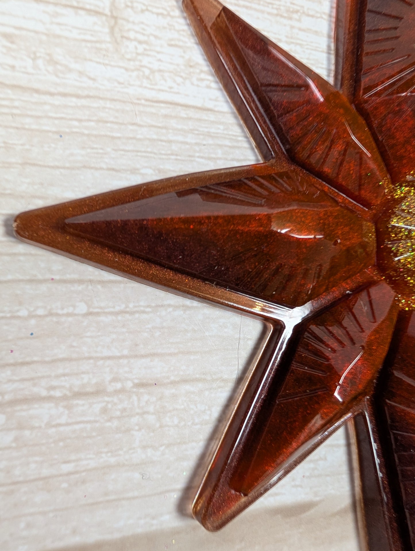 Handmade Chameleon Star Ornament – Red and Gold