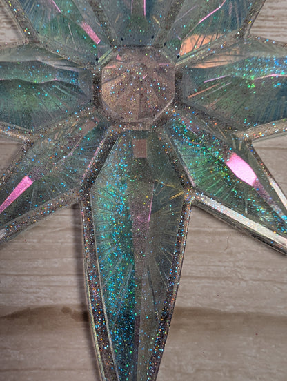 Handmade Chameleon Star Ornament – Winter Fae