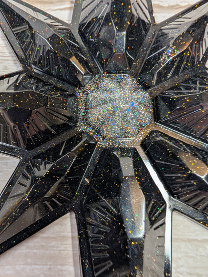 Handmade Chameleon Star Ornament – Monochrome